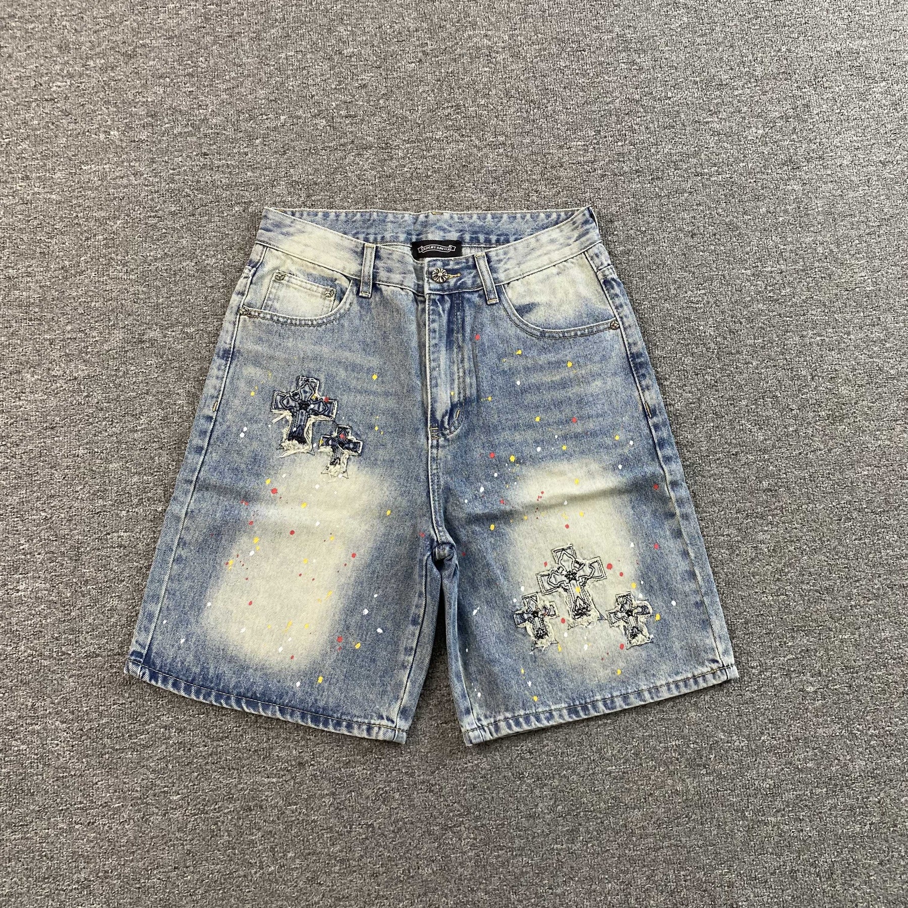 Shorts Chrome Hearts “Triple Cross” ( Cinza Claro )
