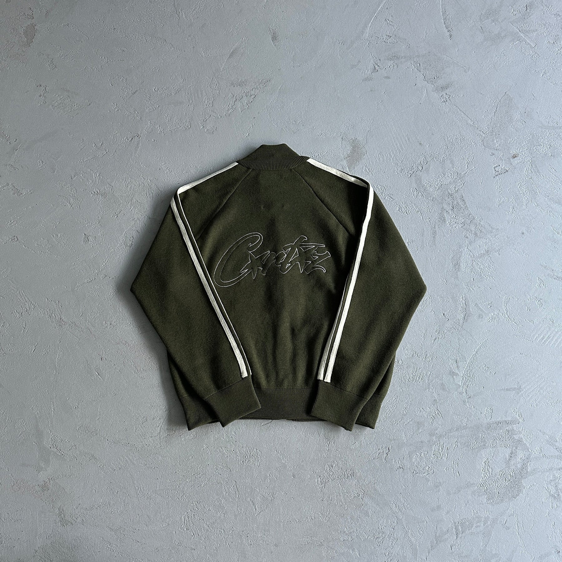 Casaco Corteiz “Knit Zip Up” ( Verde Com Branco )