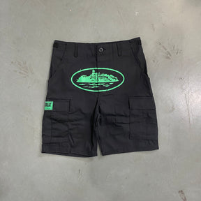 Shorts Corteiz “Mula Guerilla” ( Preto Com Verde )