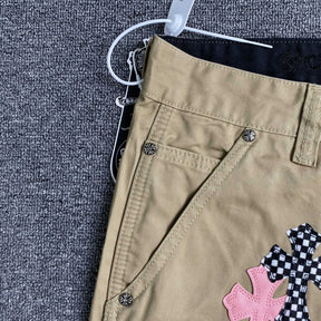 Calça Flare Chrome Hearts “Checkered Cross Patch Carpenter”