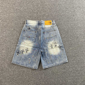 Shorts Chrome Hearts “Triple Cross” ( Cinza Claro )