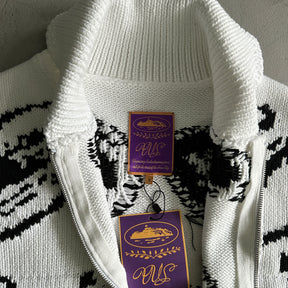 Jaqueta Corteiz “Heavy Knit” ( Branca Com Preto )