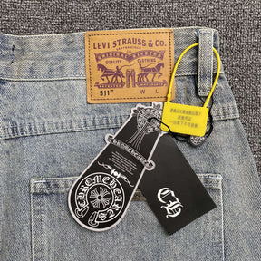 Shorts Chrome Hearts x Levi's “Multicolor Cross” ( Cinza )