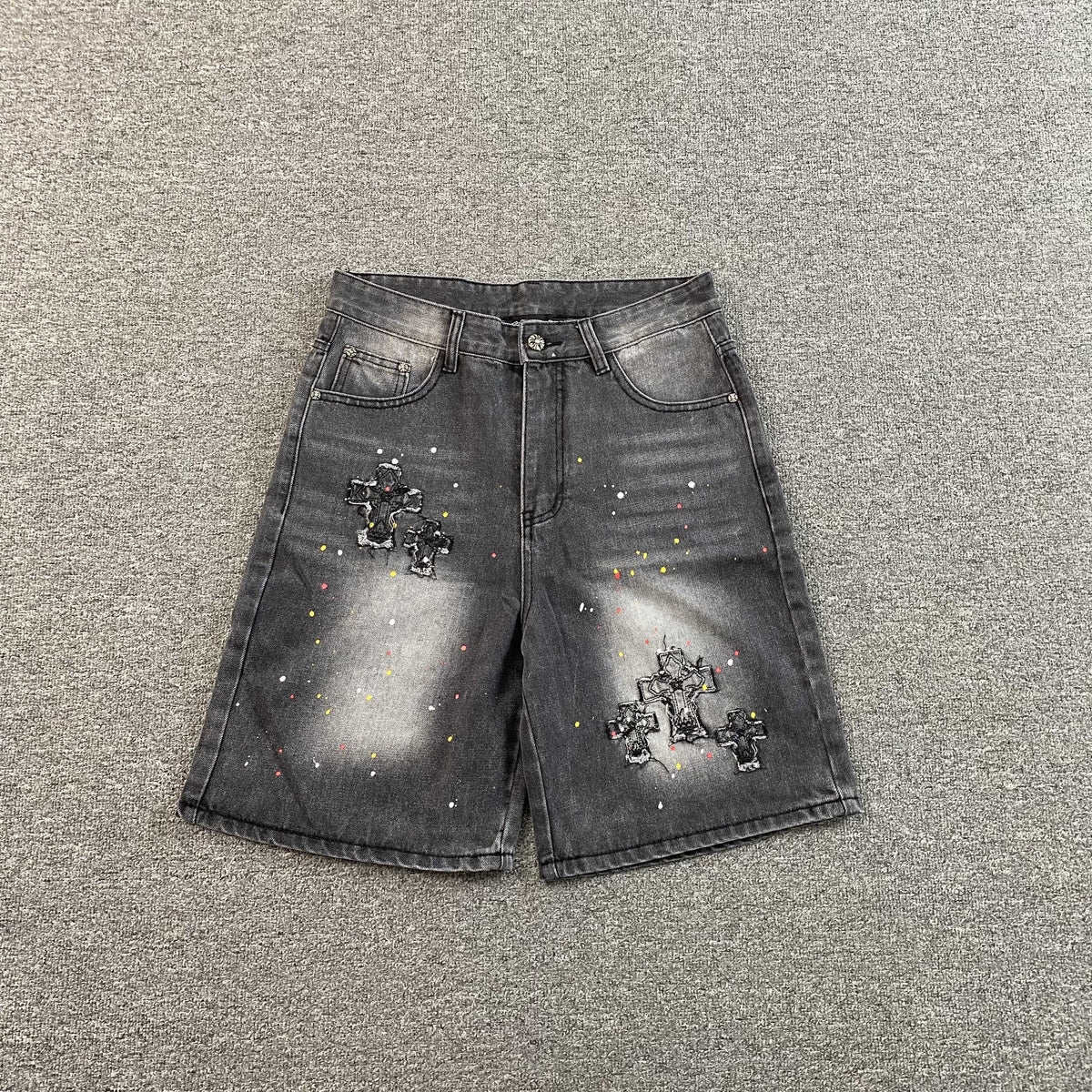 Shorts Chrome Hearts “Triple Cross” ( Cinza Escuro )