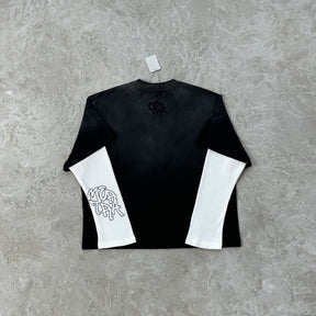 Camisa Mertra Manga longa “Fake Two-Piece” ( Preto )