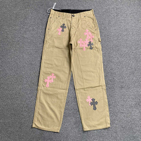 Calça Flare Chrome Hearts “Checkered Cross Patch Carpenter”