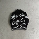 Jaqueta Corteiz “Heavy Knit” ( Preta com Branca )