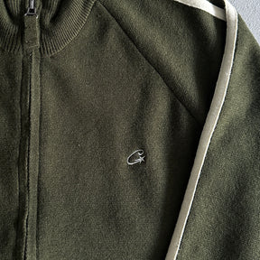 Casaco Corteiz “Knit Zip Up” ( Verde Com Branco )