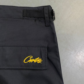Shorts Corteiz “Mula Guerilla” ( Preto Com Amarelo )