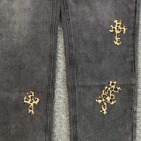 Calça Baggy Chrome Hearts “Leopard Cross”