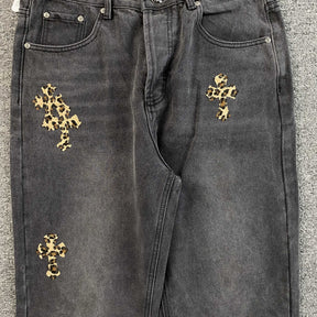 Calça Baggy Chrome Hearts “Leopard Cross”