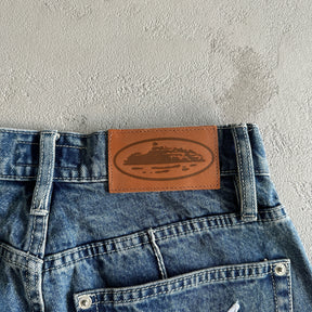 Shorts Corteiz “Denim Genes” ( Cinza )