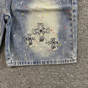 Shorts Chrome Hearts “Triple Cross” ( Cinza Claro )