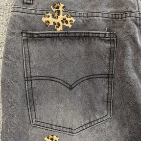 Calça Baggy Chrome Hearts “Leopard Cross”