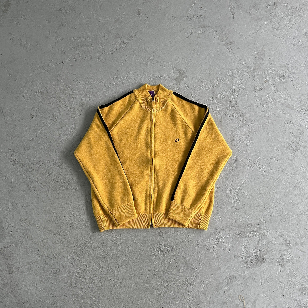 Casaco Corteiz “Knit Zip Up” ( Amarelo com Preto )