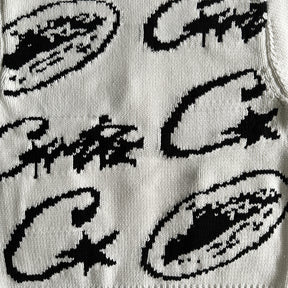 Jaqueta Corteiz “Heavy Knit” ( Branca Com Preto )