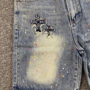 Shorts Chrome Hearts “Triple Cross” ( Cinza Claro )