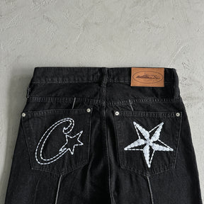 Calça Corteiz “C-Star” ( Preta com Branca )