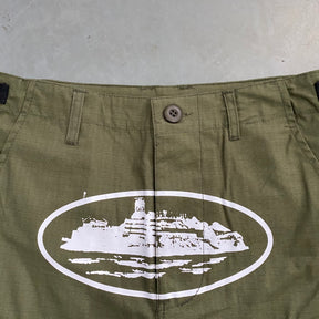 Shorts Corteiz “Mula Guerilla” ( Verde Com Branco )