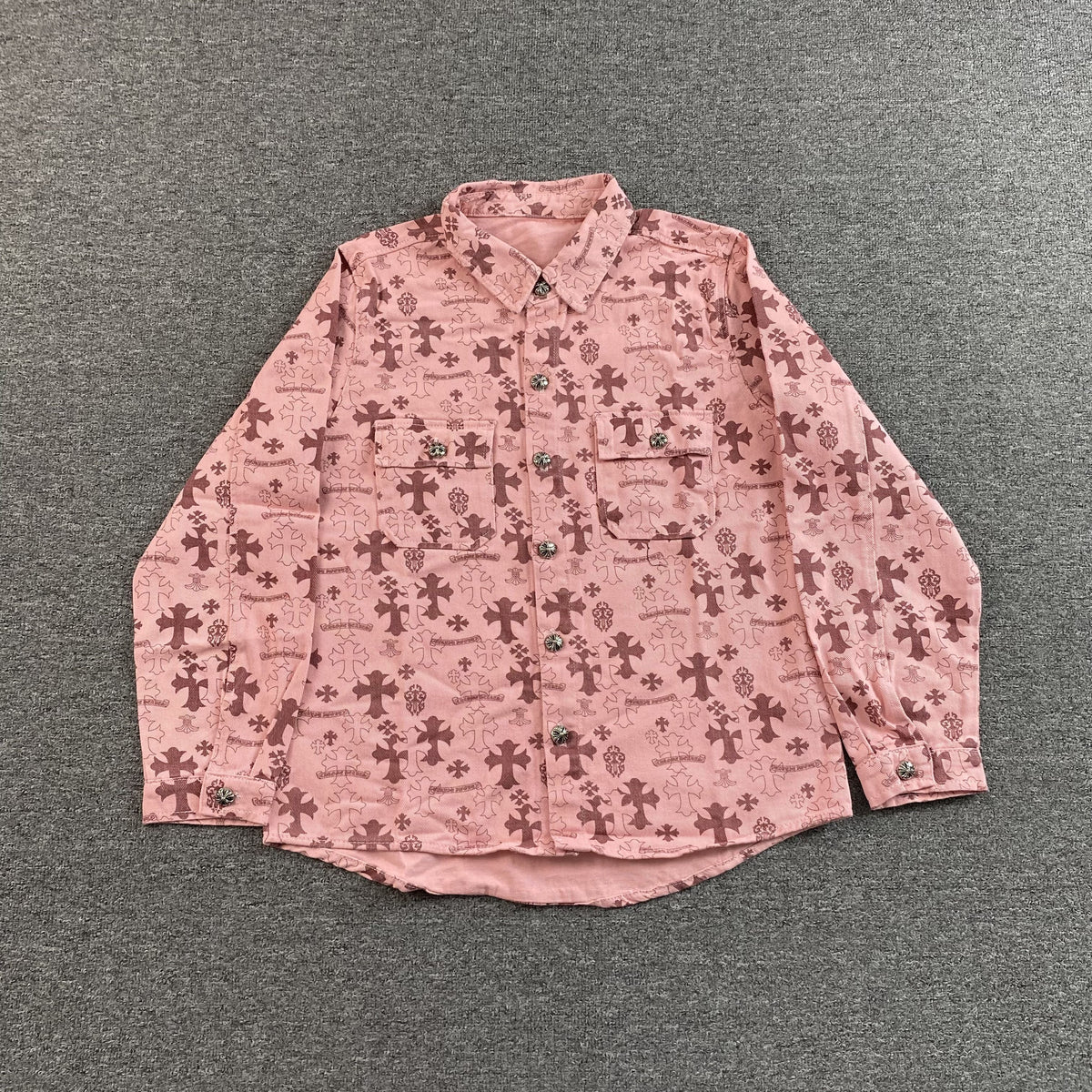 Jaqueta Chrome Hearts “Hearts Cross Print Washed” ( Rosa )