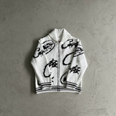 Jaqueta Corteiz “Heavy Knit” ( Branca Com Preto )