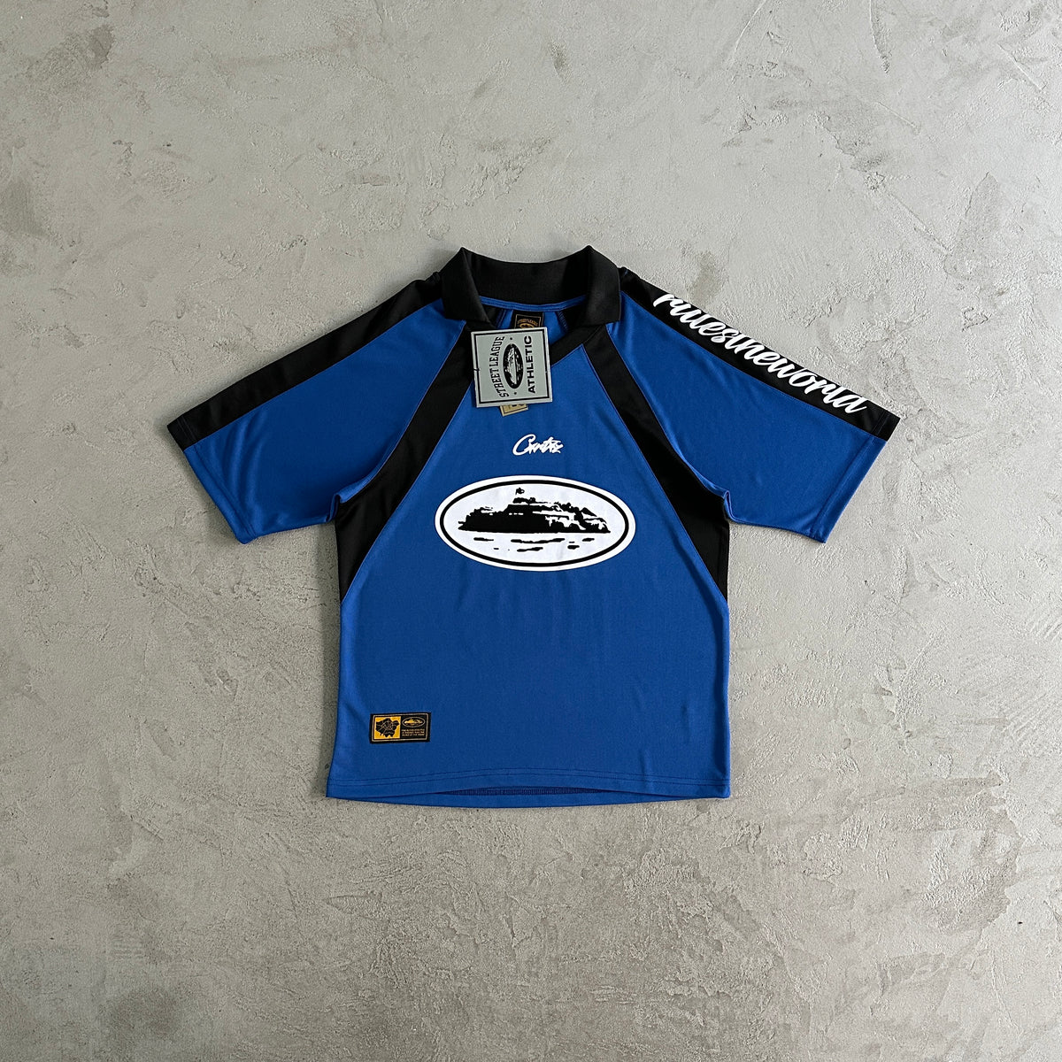 Camisa Corteiz ”Panel” ( Preta Com azul )