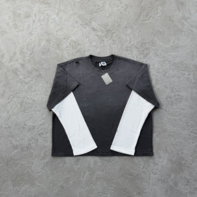 Camisa Mertra Manga longa “Fake Two-Piece” ( Cinza )