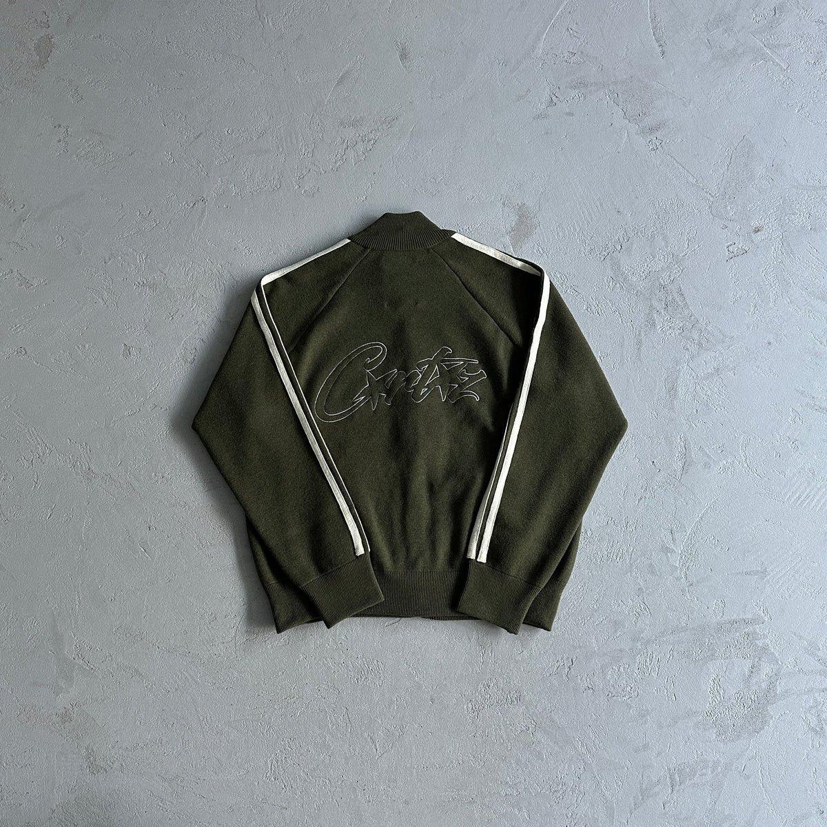 Casaco Corteiz “Knit Zip Up” ( Verde Com Branco )