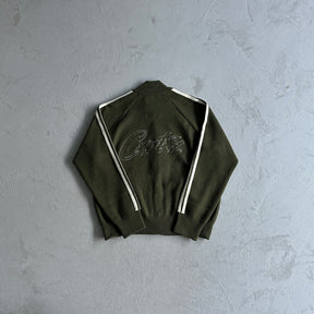 Casaco Corteiz “Knit Zip Up” ( Verde Com Branco )